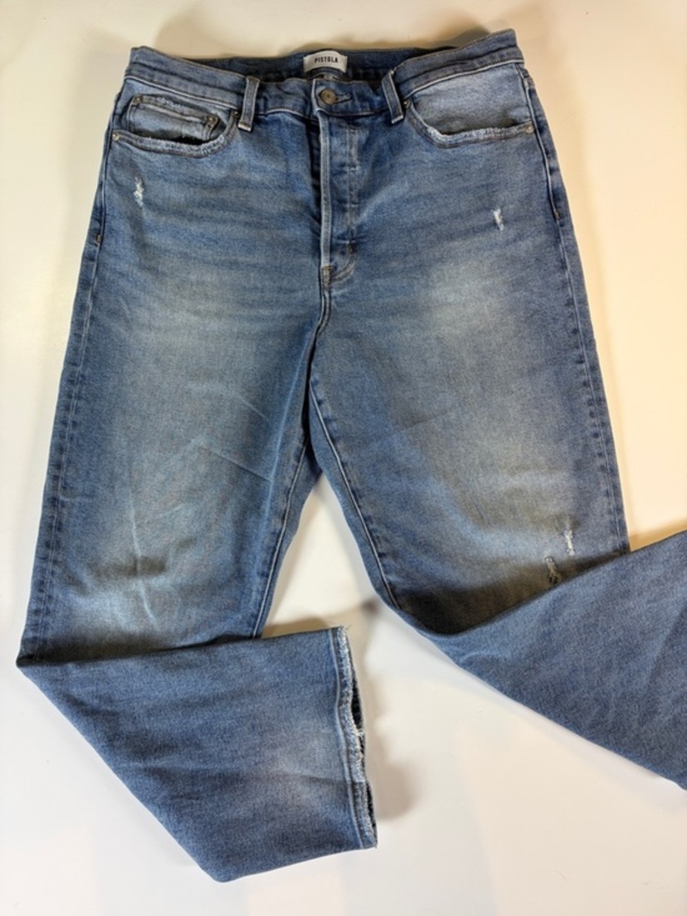 Pistola Denim Jeans Women’s Size 32 Distressed Straight Leg Button Fly